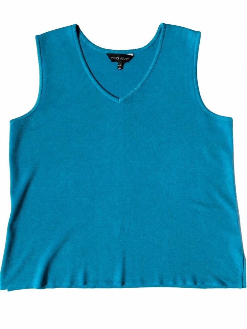 Ming Wang Women's Teal Blue Sleeveless V-Neck Tank